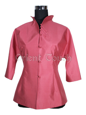 Succinct Thai Silk Mid-Sleeved Blouse