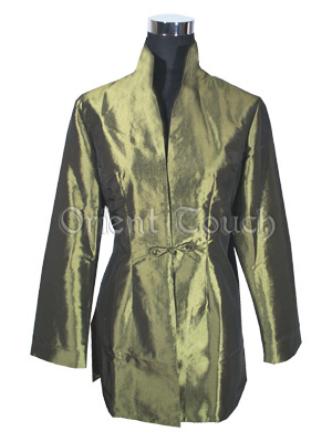 Plain Thai Silk Coat with Single Frog Closure